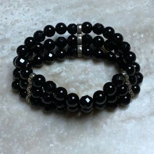 😍Three Strand Black Onyx Bracelet😍NWOT
